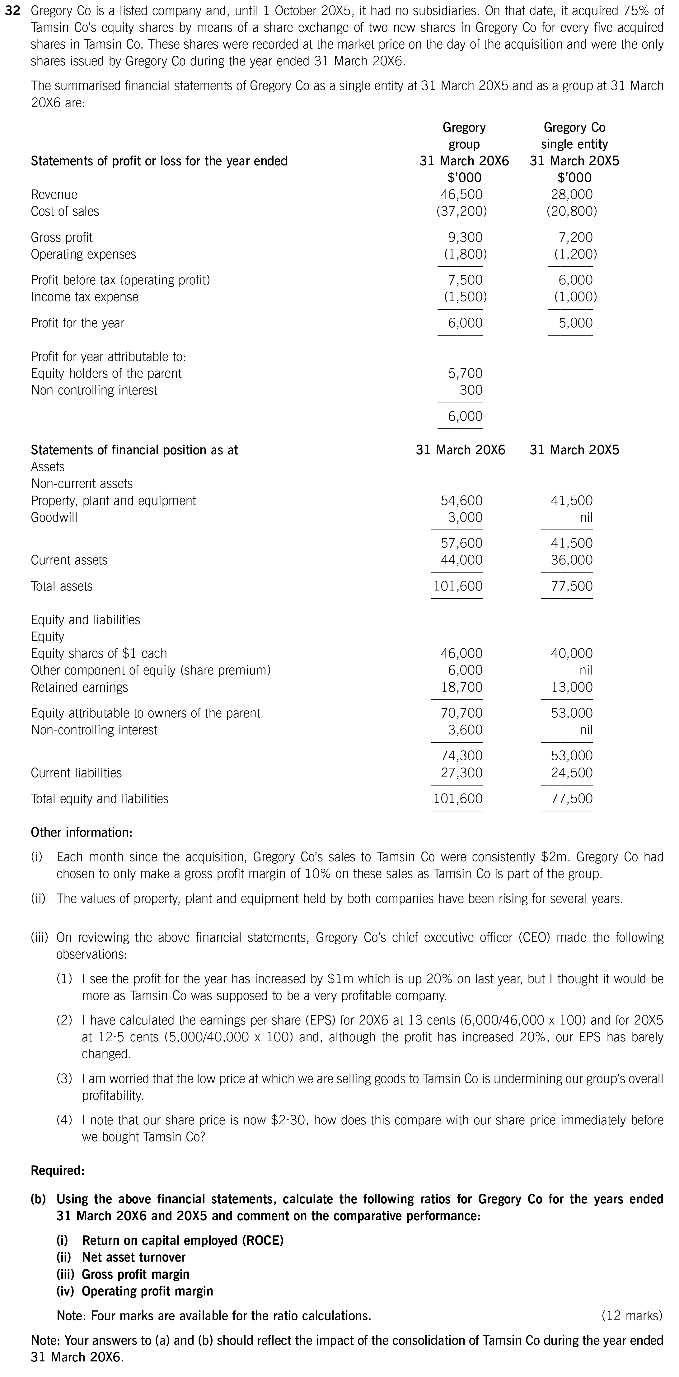 ACCA FR Past Papers - Question 32b - September 2016 | ACOWtancy Exam Centre