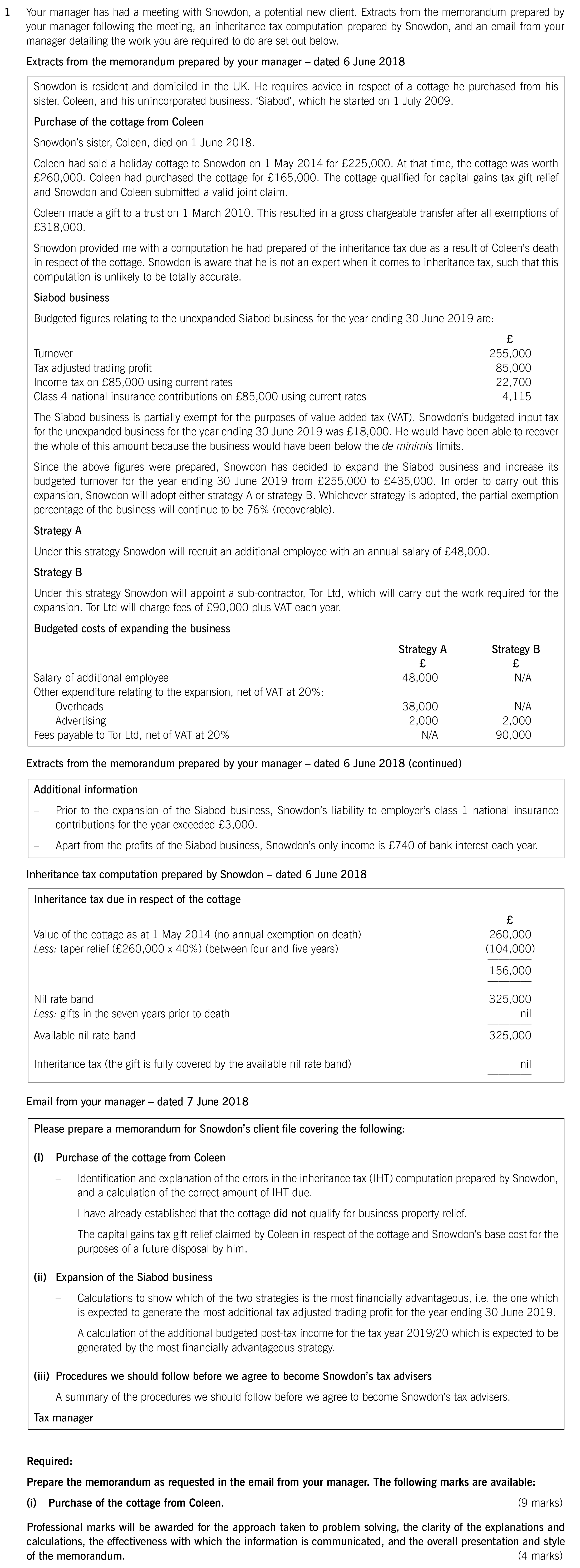 ACCA ATX (P6 UK) Past Papers - Question 1i - June 2018 Sample ...